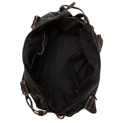 Elegant vintage leather black handbag